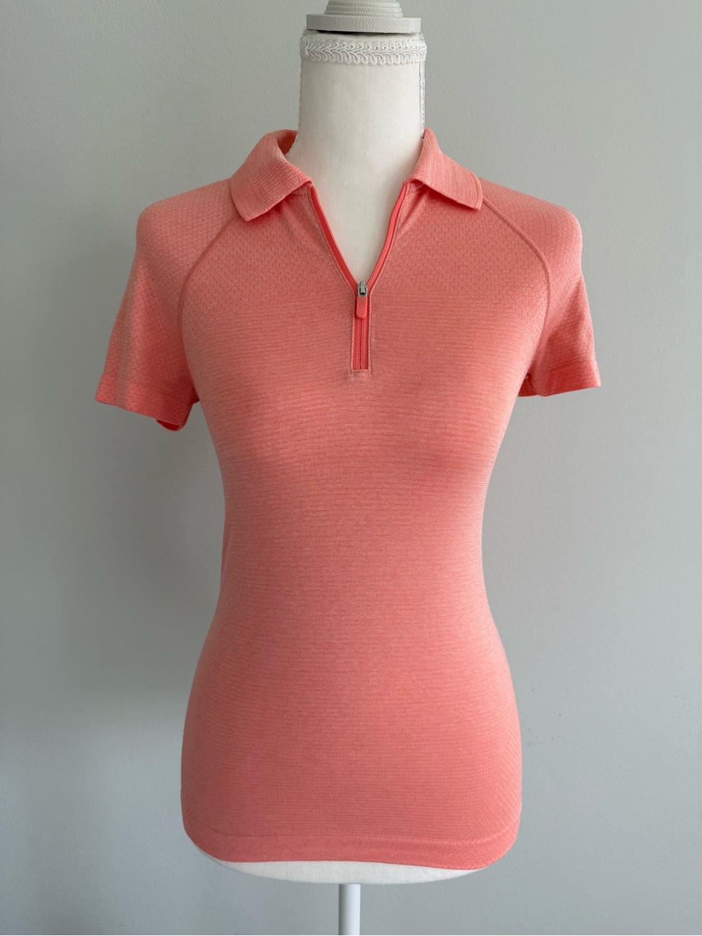 lululemon Swiftly Tech Shirt-Sleeve Half-Zip Polo Shirt,Sunny Coral/Melon Sorbet